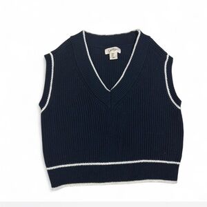 Dark Blue Sleeveless Knit Sweater Vest